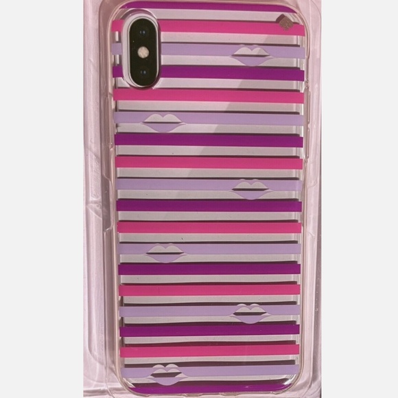 NEW Kate Spade New York Lips with Stripe Phone Case Pink Clear iPhone XS MAX - Picture 4 of 5